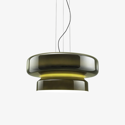 VitraGlow: Lámpara colgante de vidrio en diseño moderno – Lámpara de dos niveles para sala de estar y comedor