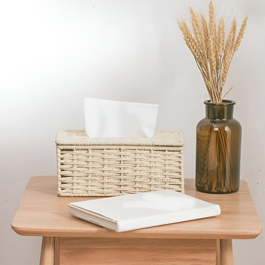 WohnCharme: Caja de pañuelos de ratán – rústica, elegante y práctica para mesa y cómoda