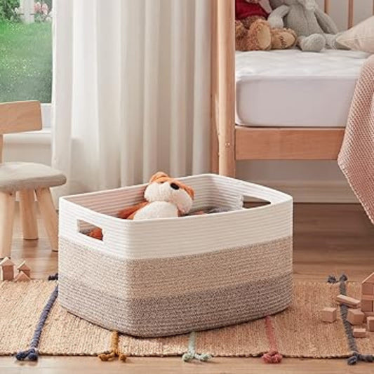 WohnGeflecht: Cesta de almacenamiento con asas – duradera, portátil y práctica para ropa y toallas
