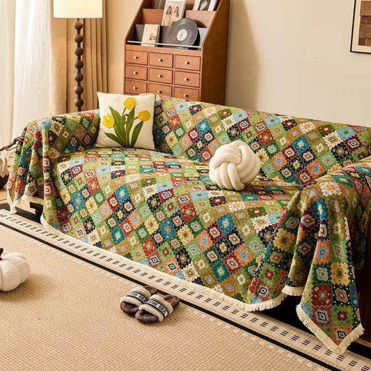 Zahara: Funda de sofá con diseño colorido de kilim y agarre antideslizante – para sofá y lounge