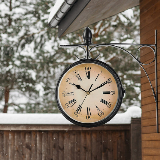 ZeitRiva: Reloj de Pared Vintage Doble Cara de Metal – Encanto Retro para Salones y Pasillos