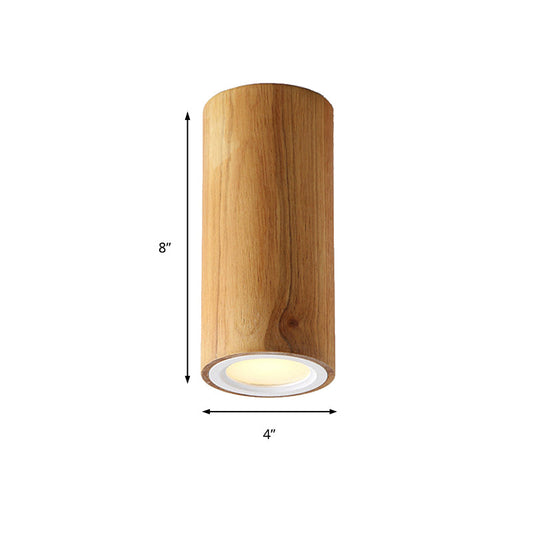 ZenLuma: Lámpara de Techo Cilíndrica de Madera Asiática – Luz LED para Salones y Dormitorios