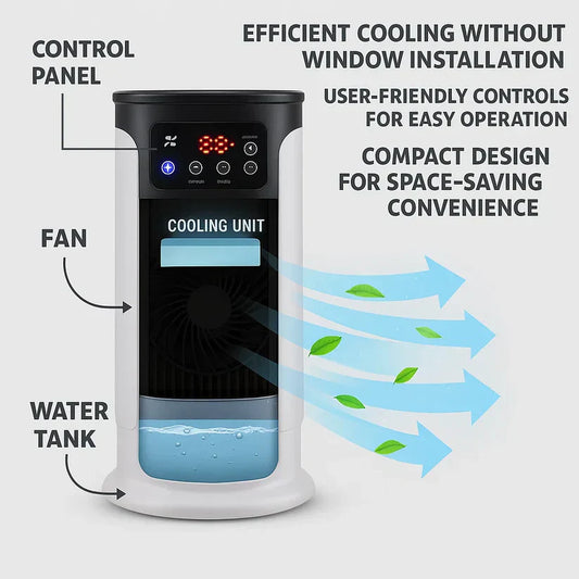 Aire Acondicionado Portátil | Sin Ventanas, Eficiente Energéticamente y Ideal para Uso en Casa y Dormitorios
