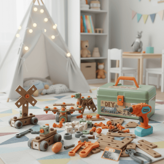 BUILDMASTER – Set de herramientas de 100 piezas para niños creativos de 3 años en adelante