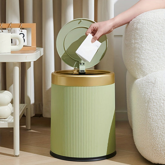 Cesto Ovalado de Lujo | Contenedor de Basura con Tapa a Presión y Doble Cubo Interno