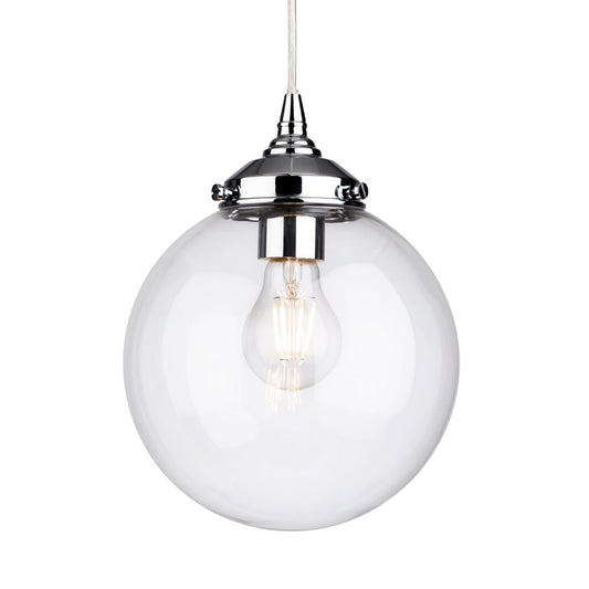 Luz Colgante de Vidrio Esme, Clara/Cromo