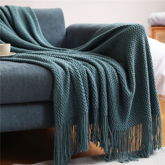 Manta de punto nórdica - Suave y Acogedora - Perfecta para sala de estar, dormitorio y terraza