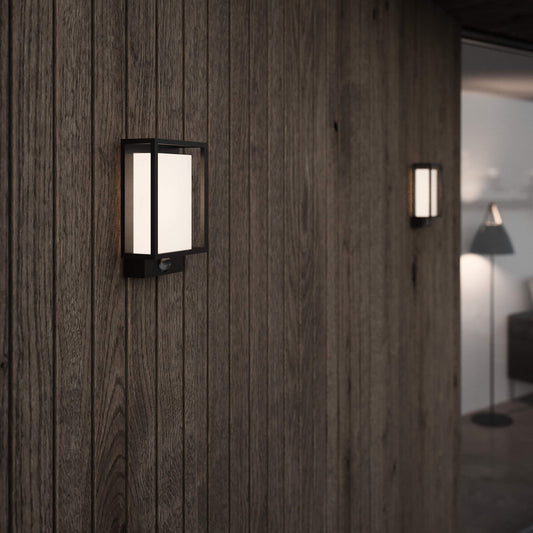 Luz de Pared LED Exterior Nestor con Sensor, Negro/Opal