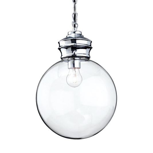 Lámpara colgante de vidrio Globo Lia 21cm, Transparente/Cromo