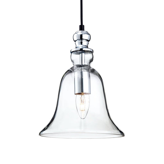 Lámpara colgante de vidrio Lia 25cm, Transparente/Cromo