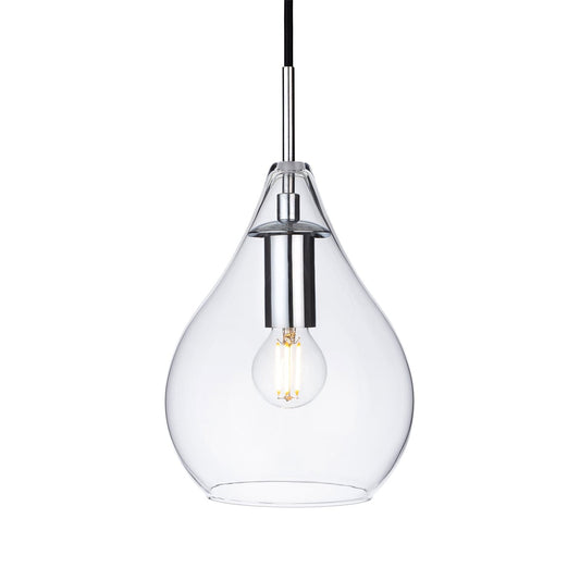 Luz Colgante de Vidrio en Forma de Gota Lia, Transparente/Vidrio
