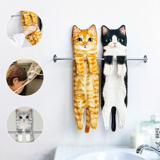 CozyPurr™ – Servilleta de Peluche Suspendida con Patrón de Gato