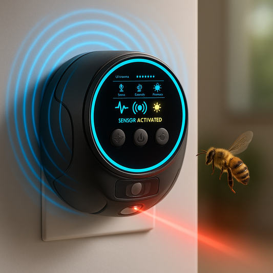 Repelente Ultrasónico de Avispas, Abejas y Ratones | Defensa de Plagas de 360 Grados para Casa y Terraza | Schallwacht